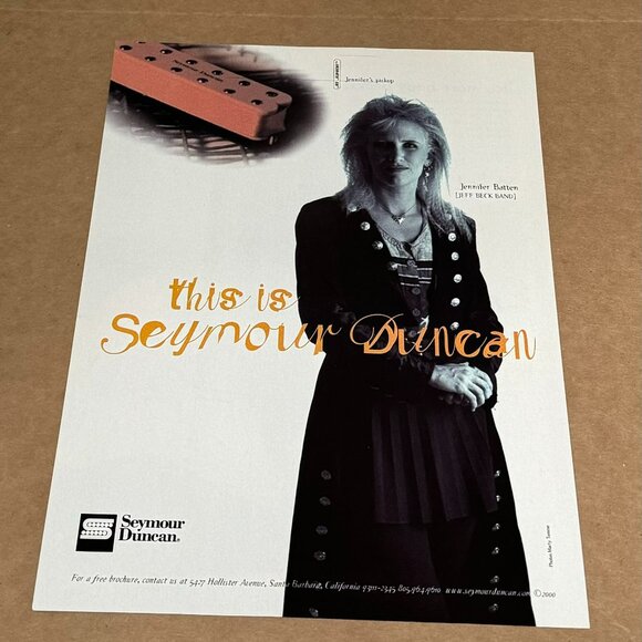 Jennifer Batten of Jeff Beck Band - SEYMOUR DUNCAN PICKUPS - 2000 Print Ad - Picture 1 of 1